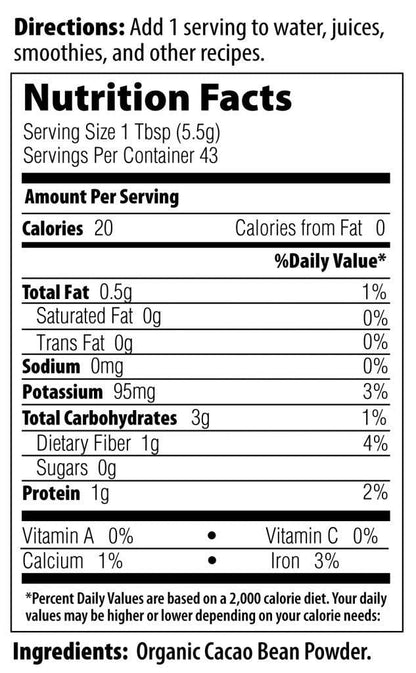 MRM Nutrition Organic Fermented Cacao Powder – Gluten Free & Vegan | 43 Servings