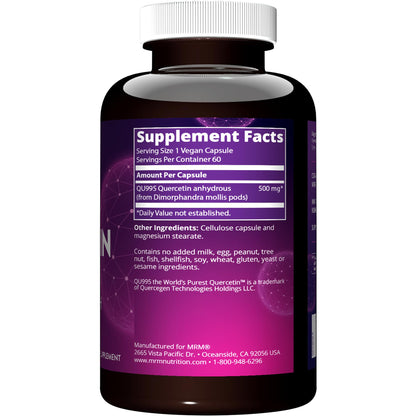 MRM Nutrition Quercetin | Immune & Cardiovascular Health | 500mg per Serving | QU995 Purest Quercetin | 60 Servings