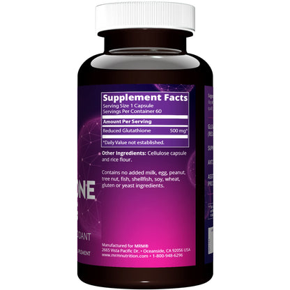 MRM Nutrition Reduced Glutathione 500mg | Liver Health | Mitochondrial Antioxidant | Reduced Form of Glutathione | Vegan + Gluten-Free | 60 Servings