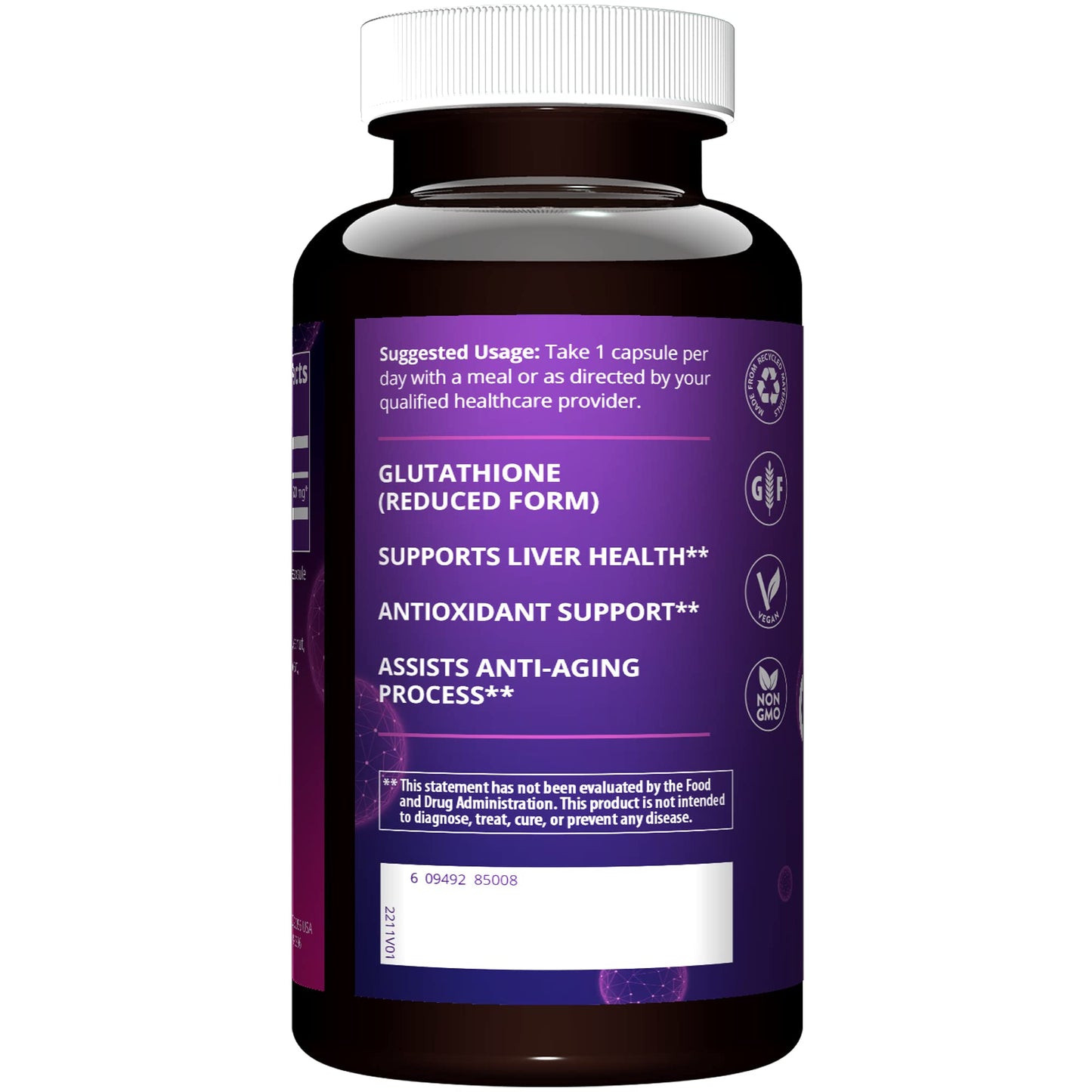 MRM Nutrition Reduced Glutathione 500mg | Liver Health | Mitochondrial Antioxidant | Reduced Form of Glutathione | Vegan + Gluten-Free | 60 Servings