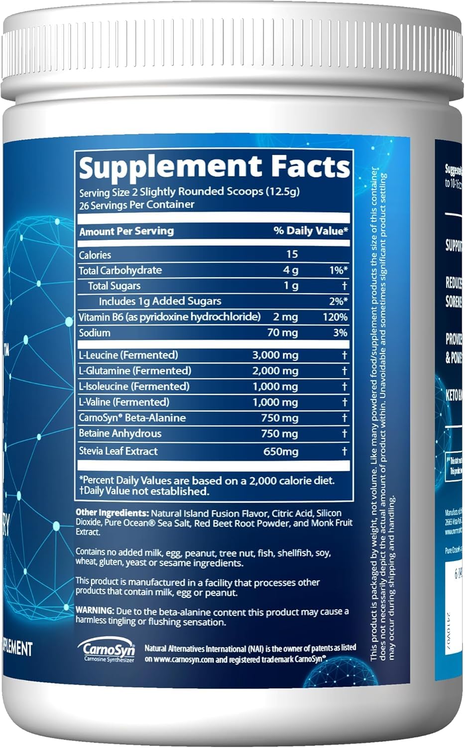 MRM Nutrition Reload BCAA+G Island Fusion – 26 Servings | Post-Workout Recovery & Keto Friendly