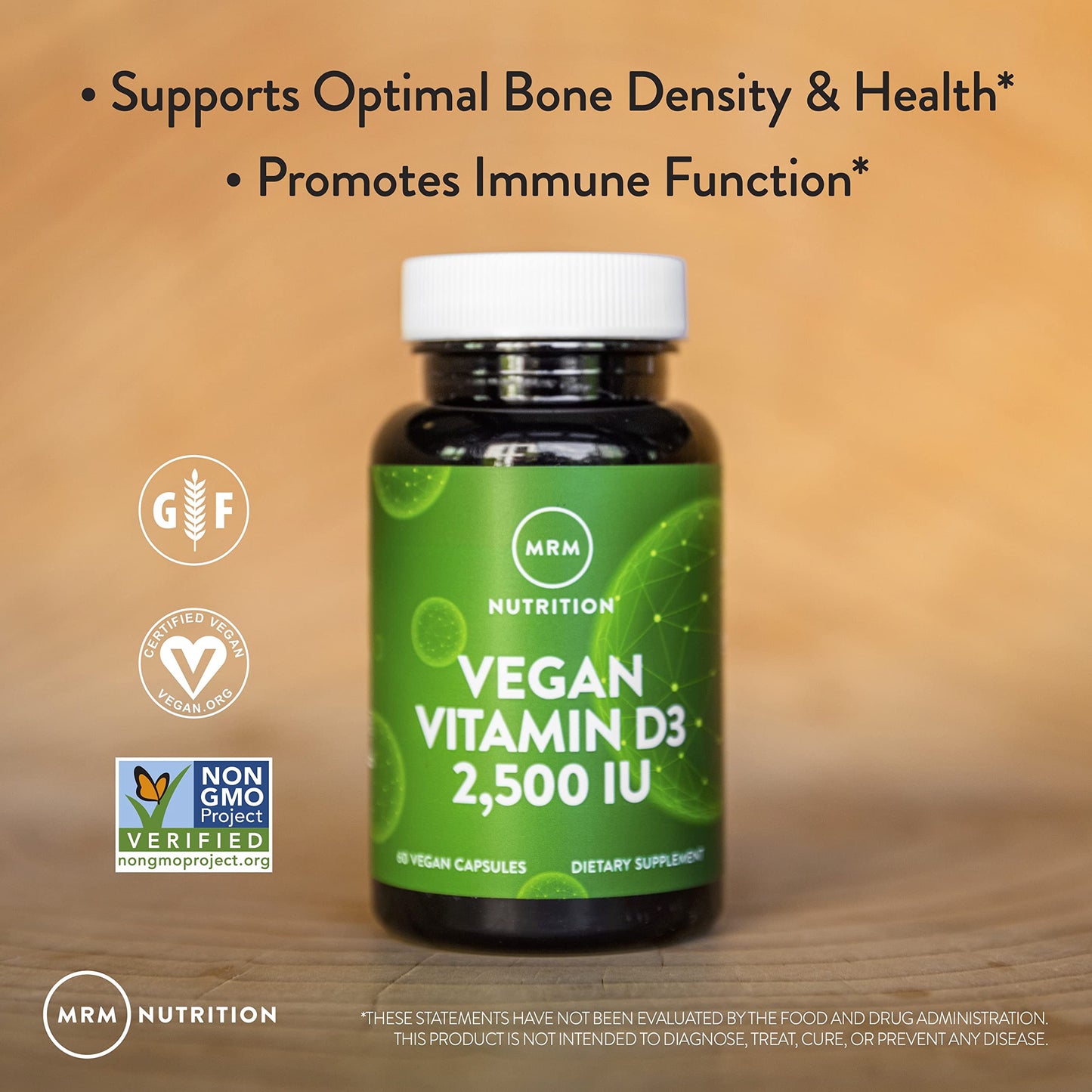 MRM Nutrition Vegan Vitamin D3 2,500 IU – Bone Health & Immune Support | Plant-Based from Lichens | 60 Servings