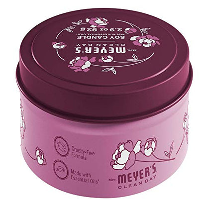 Mrs. Meyer's Clean Day Peony Soy Tin Candle – 12-Hour Burn, 2.9 oz