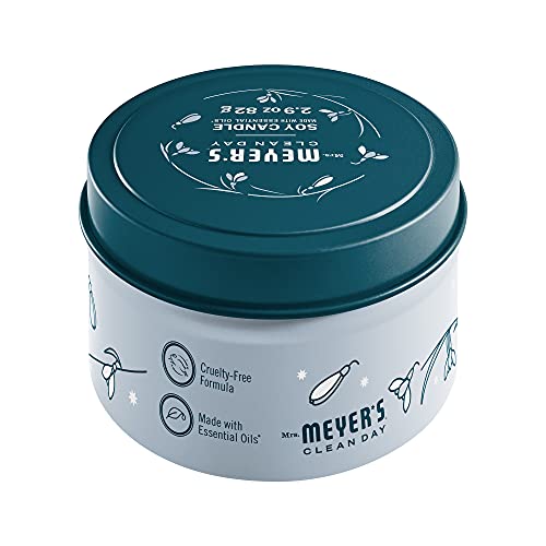 Mrs. Meyer's Clean Day Snowdrop Soy Tin Candle – 12-Hour Burn Time, 2.9 oz