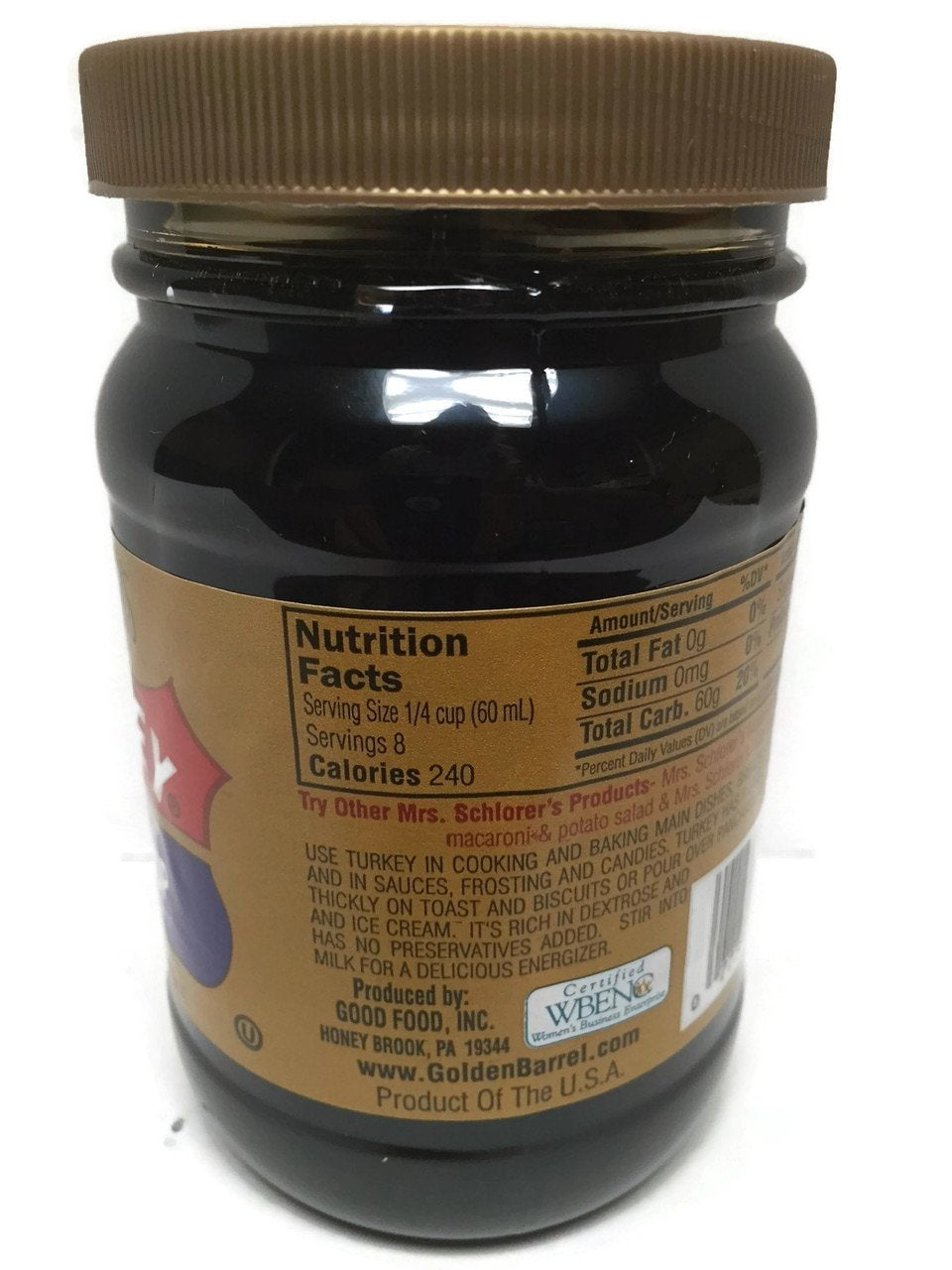 Mrs. Schlorer's Turkey Golden Table Syrup, 16 oz (1 Pint) | Premium Breakfast Syrup