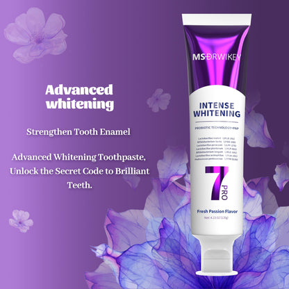 MSDRWIKEY 2-Pack Popping 7-Pro Whitening Toothpaste – Deep Whitening, 7 Probiotics, Purple Beads, Fluoride-Free