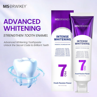 MSDRWIKEY Popping 7-Pro Whitening Toothpaste | Deep Whitening, 7 Probiotics & Fluoride-Free
