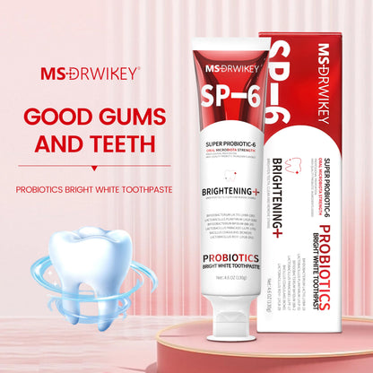 MSDRWIKEY SP-6 Probiotic Whitening Toothpaste – 6 Probiotics, Fluoride-Free, Enamel-Safe