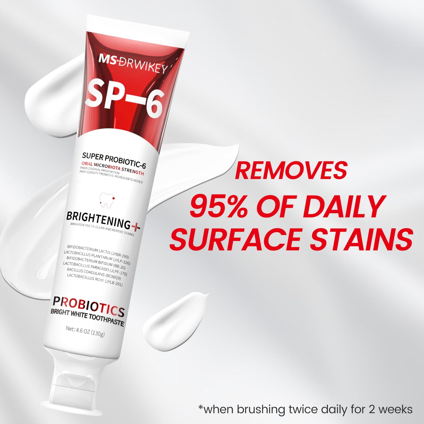 MSDRWIKEY SP-6 Probiotic Whitening Toothpaste – 6 Probiotics, Fluoride-Free