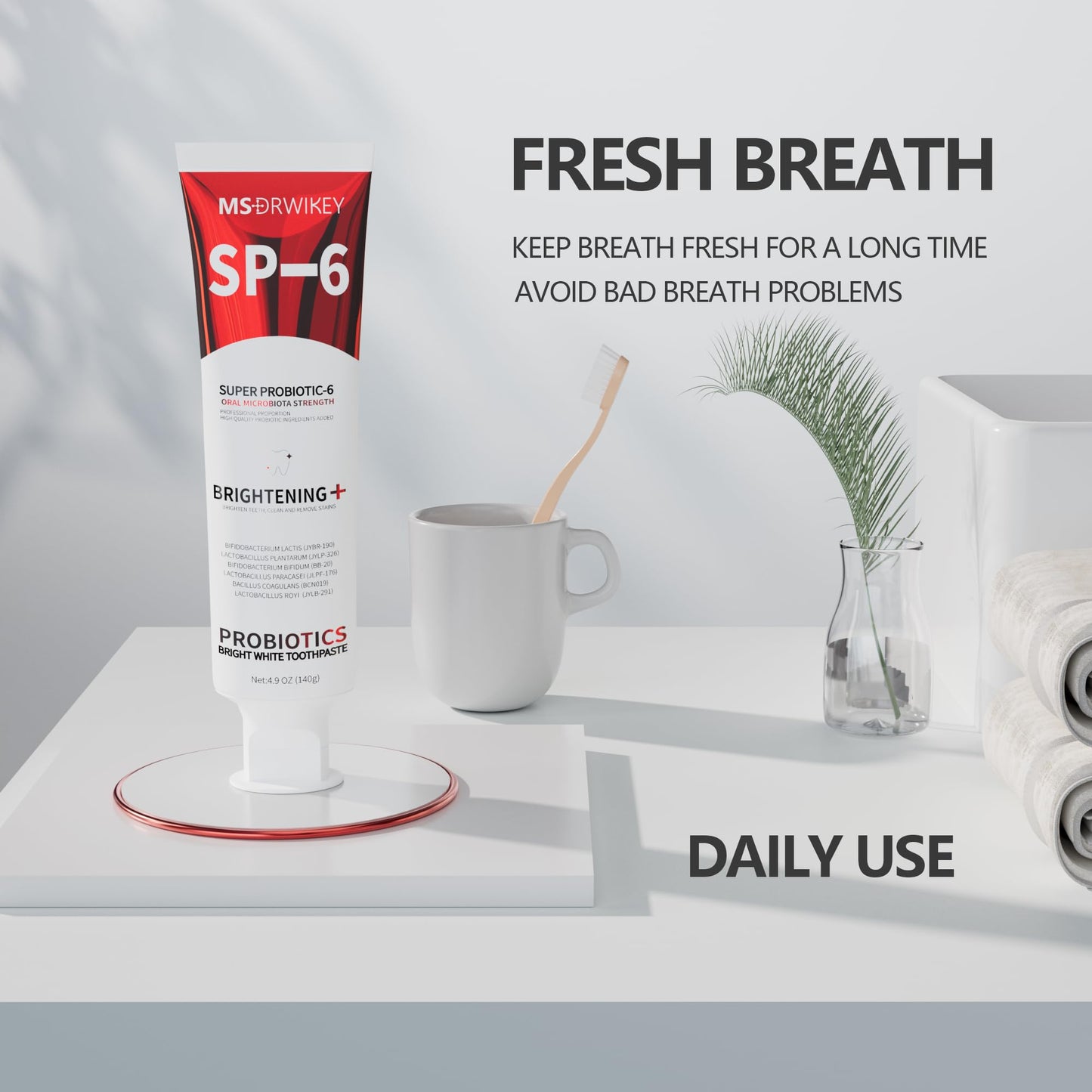 MSDRWIKEY SP-6 Probiotic Whitening Toothpaste - Fluoride-Free, Enamel-Safe