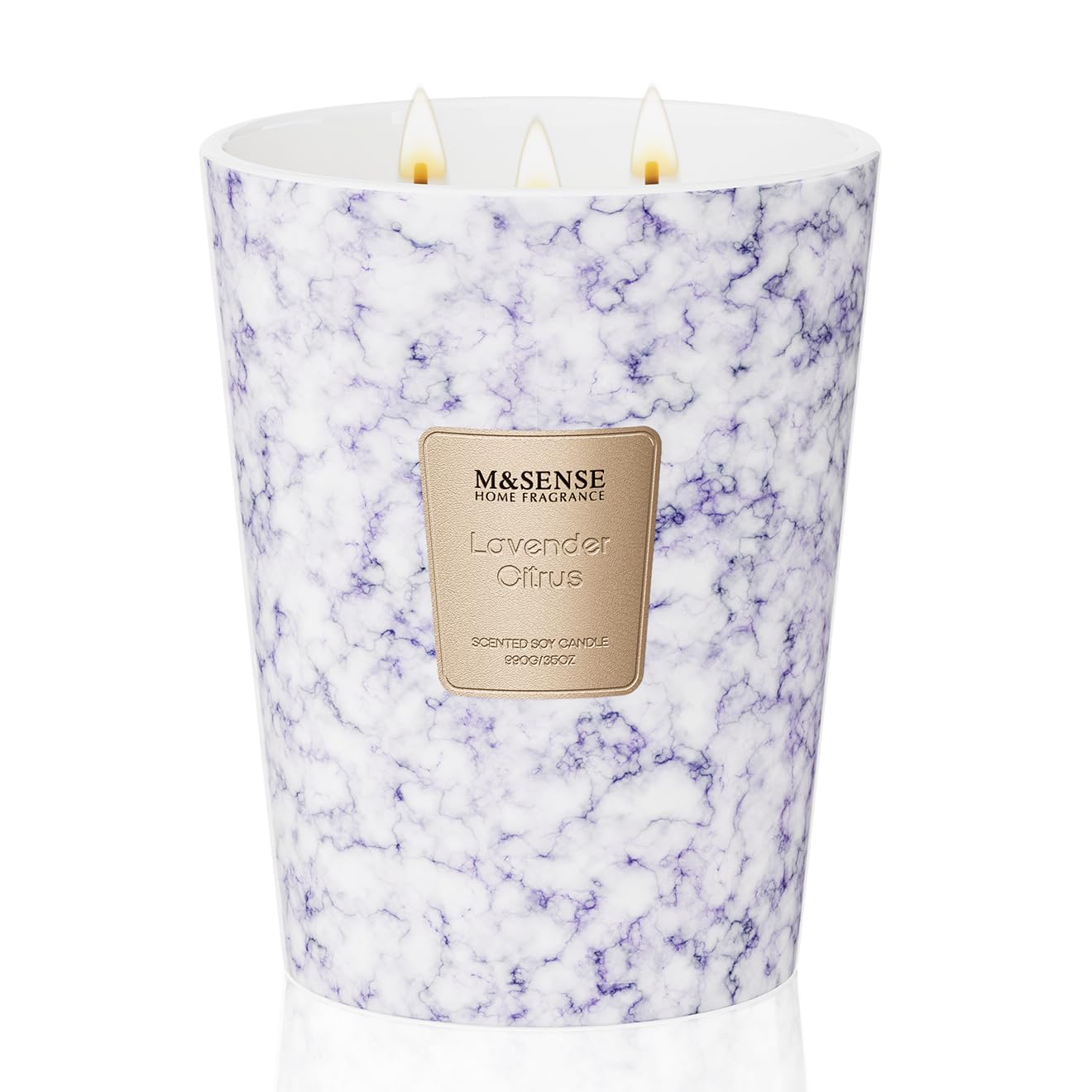 M&SENSE Extra Large 35oz Lavender Citrus Candle – 3 Wick, 150h Burn