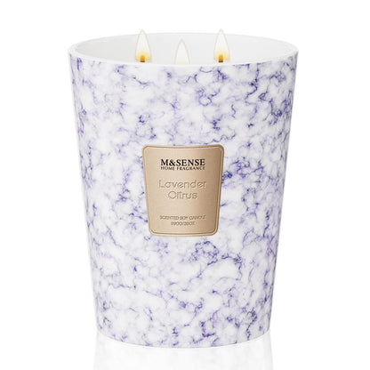 M&SENSE Extra Large 35oz Lavender Citrus Candle – 3 Wick, 150h Burn
