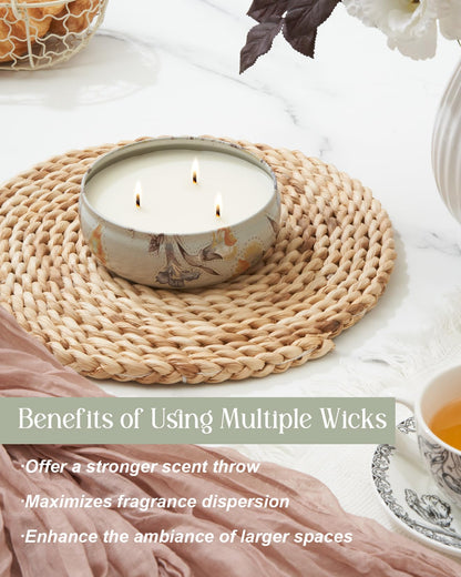 M&SENSE 3-Wick Soy Candle – Citrus & Sage, 12oz, 40h Burn Time