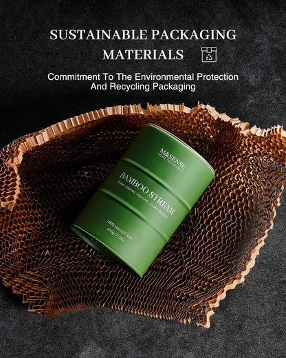 M&SENSE Bamboo Scented Candle | Natural Non-Toxic Large Aromatherapy Candle – Stress Relief & Relaxation | 21.2oz, 120 Hour Burn