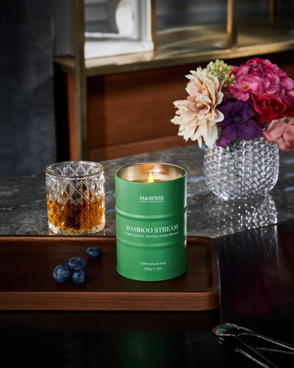 M&SENSE Bamboo Scented Candles – Natural Non-Toxic Aromatherapy 11.3oz, 70-Hour Burn