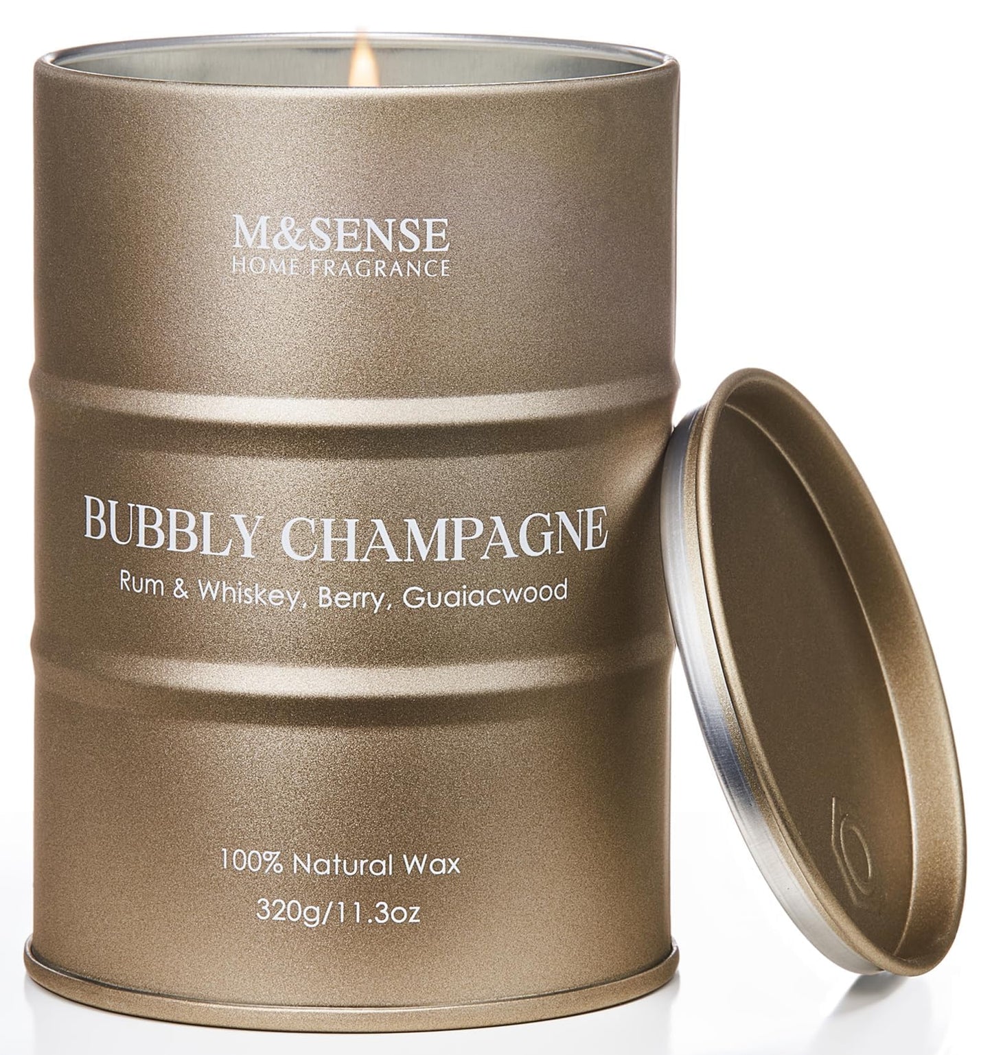 M&SENSE Bubbly Champagne Scented Candle – 11.3 oz, Natural Soy, 60–70h Burn Time