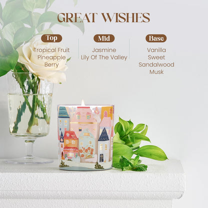 M&SENSE Jasmine Tropical Fruit Sandalwood Vanilla Soy Candle 10.2 oz