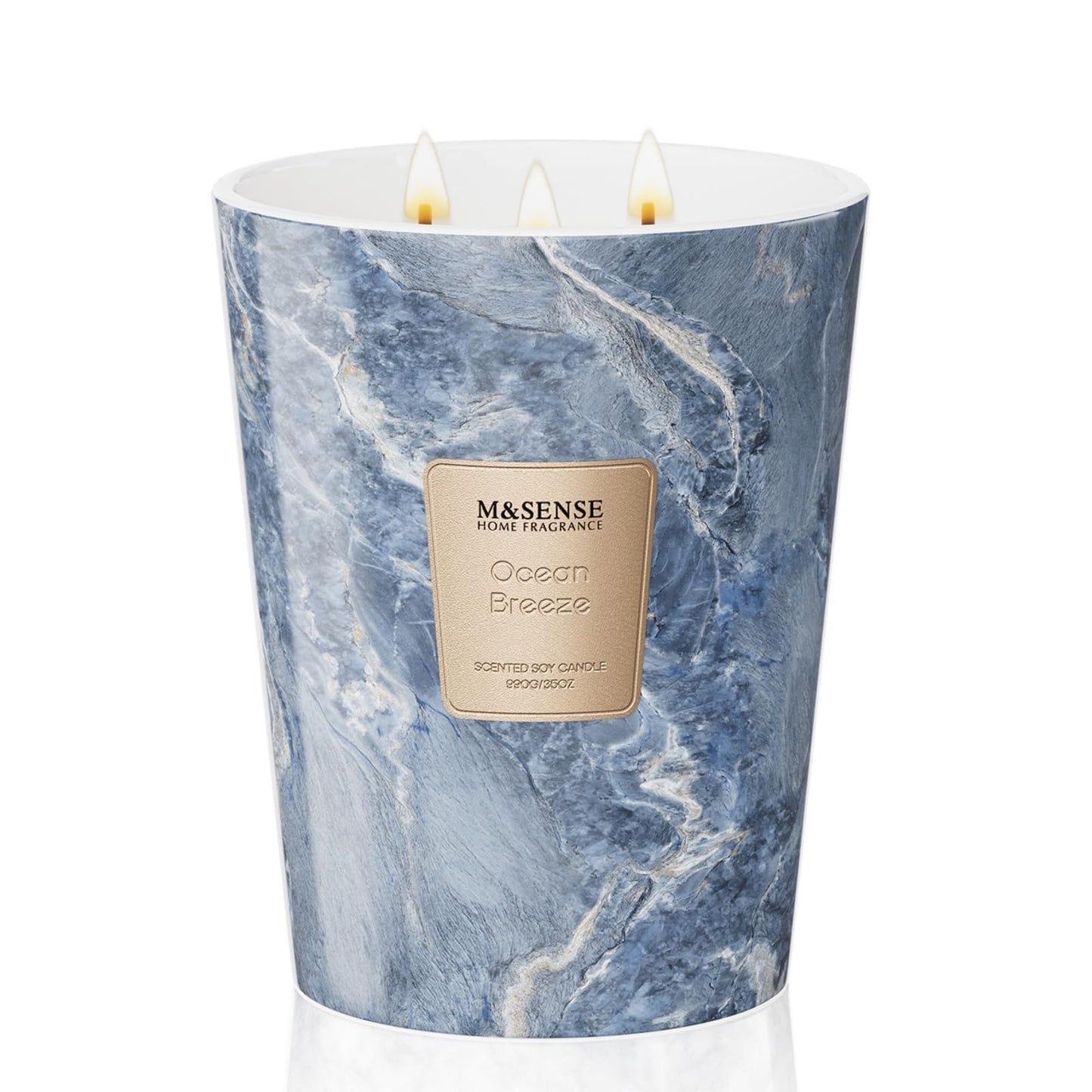 M&SENSE Extra Large Candle 35oz Ocean Breeze – 3-Wick, 150H Burn Time