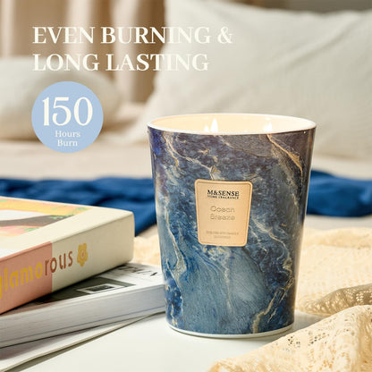 M&SENSE Extra Large Candle 35oz Ocean Breeze – 3-Wick, 150H Burn Time