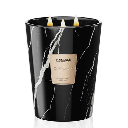 M&SENSE Extra Large Candle 35oz Oud Wood – 3 Wick, 150H Long-Lasting Scented Jar Candle
