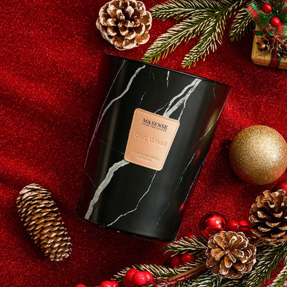 M&SENSE Extra Large Candle 35oz Oud Wood – 3 Wick, 150H Long-Lasting Scented Jar Candle