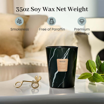 M&SENSE Extra Large Candle 35oz Oud Wood – 3 Wick, 150H Long-Lasting Scented Jar Candle