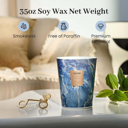M&SENSE Extra Large Candle 35oz Ocean Breeze – 3-Wick, 150H Burn Time