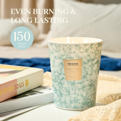 M&SENSE 35oz Extra Large Candle – 150H Fresh Sage Citrus, 3-Wick Soy Jar