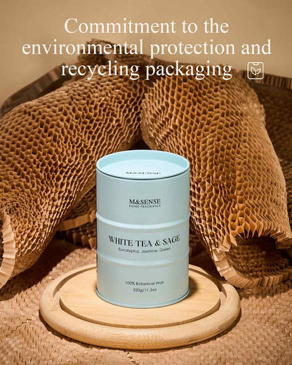 M&amp;SENSE White Tea Sage Candle – Non-Toxic Soy Blend, Aromatherapy, 11.3oz, 70-Hour Burn