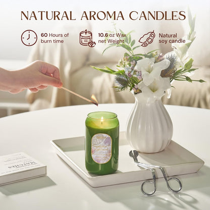 M&SENSE Green Soy Scented Candle - Eucalyptus Mint, 10.6 oz, 60-Hour Burn