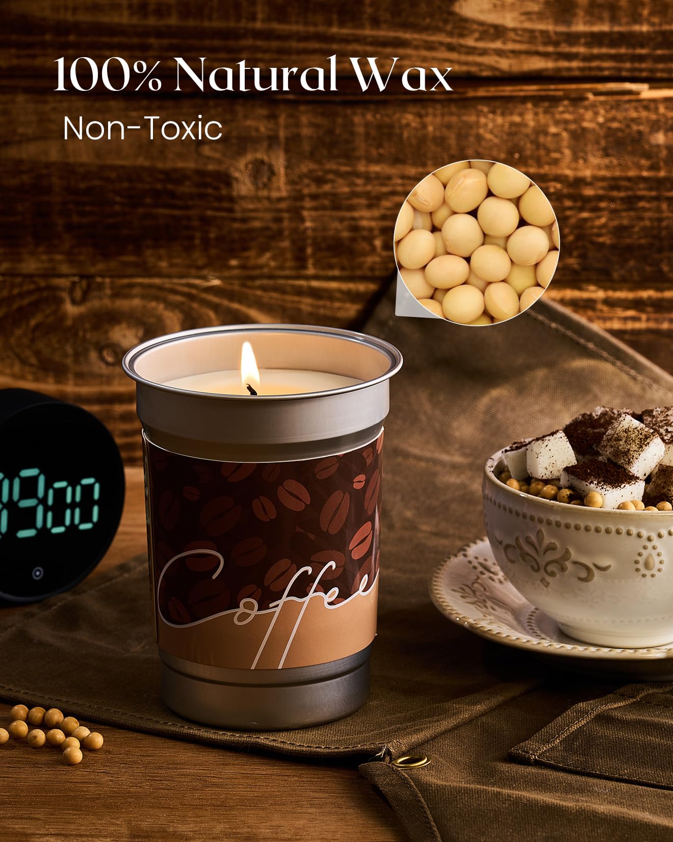 M&SENSE Cappuccino Coffee Scented Candle – 16.2oz Soy Wax, 100-Hour Burn