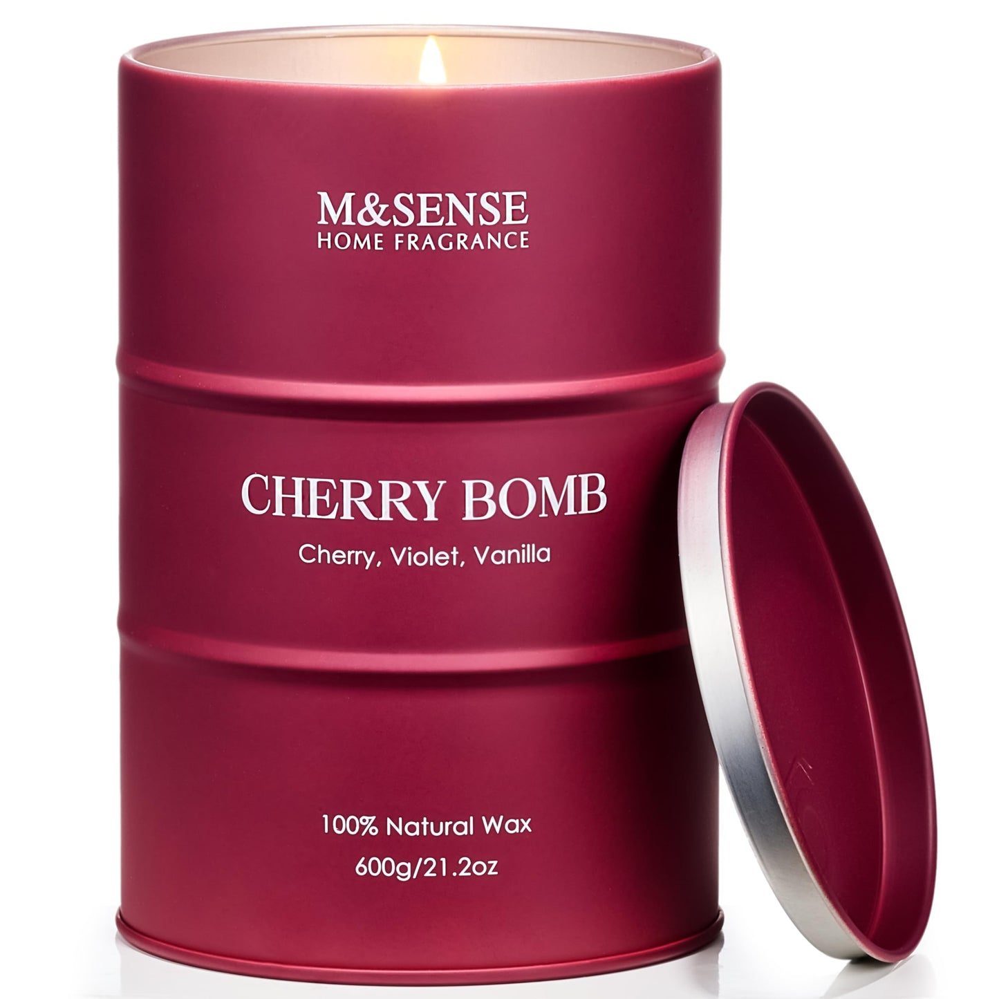 M&SENSE Cherry Bomb Scented Candle - Large 21.2 oz Soy Wax Candle, Gift for Women | Home Fragrance