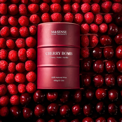 M&SENSE Cherry Bomb Scented Candle - Large 21.2 oz Soy Wax Candle, Gift for Women | Home Fragrance