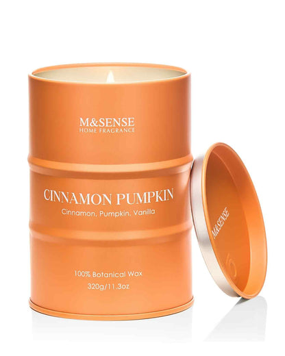 M&SENSE Cinnamon Pumpkin Scented Candle - Natural Non-Toxic, 11.3oz, 70-Hour Burn