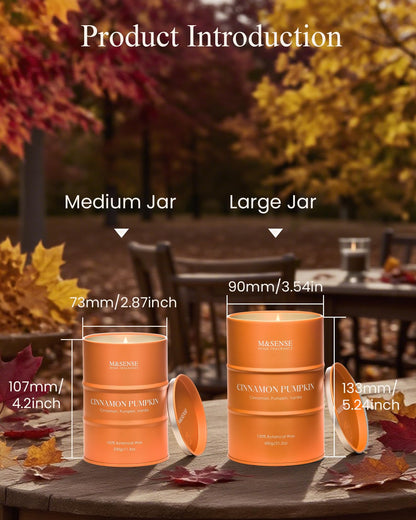 M&SENSE Cinnamon Pumpkin Scented Candle - Natural Non-Toxic, 11.3oz, 70-Hour Burn