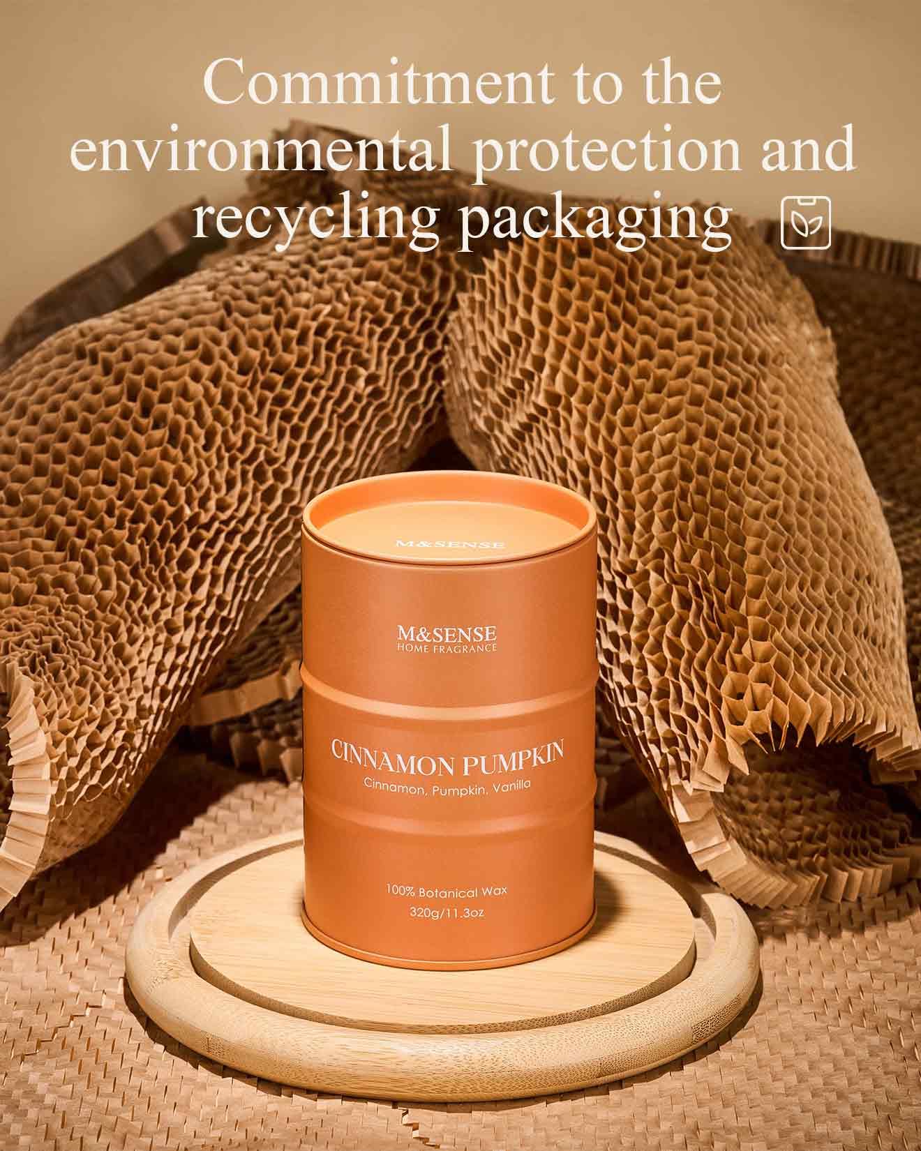 M&SENSE Cinnamon Pumpkin Scented Candle - Natural Non-Toxic, 11.3oz, 70-Hour Burn