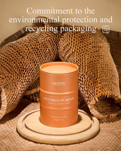 M&SENSE Cinnamon Pumpkin Scented Candle - Natural Non-Toxic, 11.3oz, 70-Hour Burn