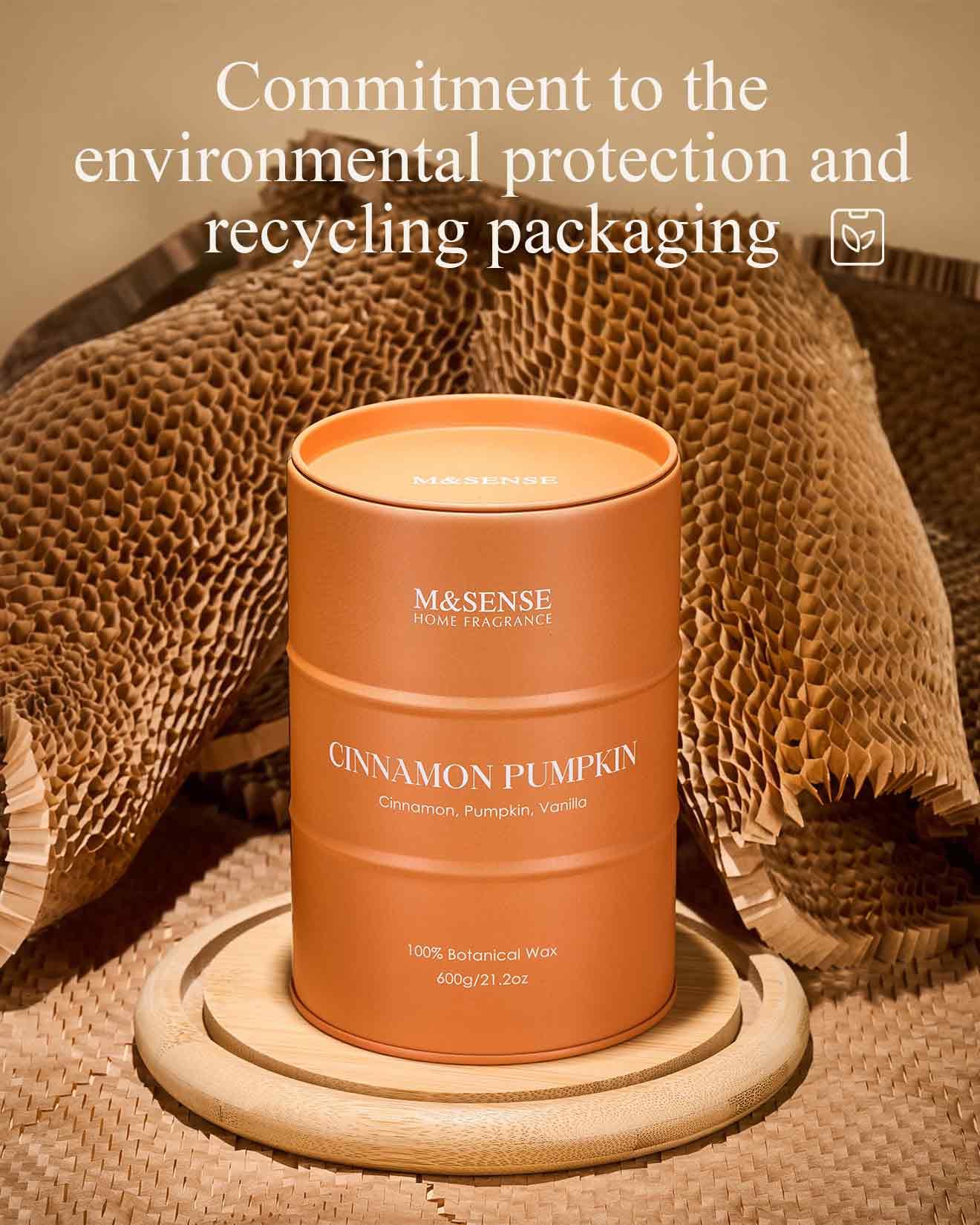 M&SENSE Cinnamon Pumpkin Scented Candle — 21.2oz Natural Soy, 120-Hour Burn