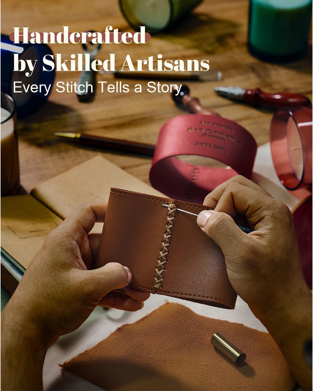 M&SENSE Cinnamon Tobacco Scented Candle – 10oz Vegan Soy Wax, 42-Hour Burn