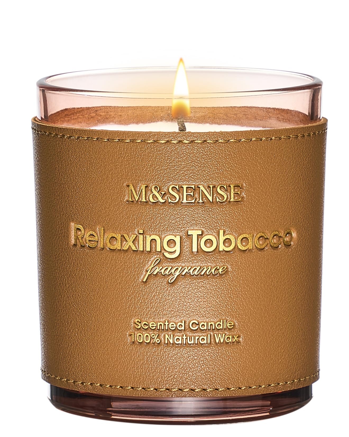 M&SENSE Cinnamon Tobacco Scented Candle – 10oz Vegan Soy Wax, 42-Hour Burn