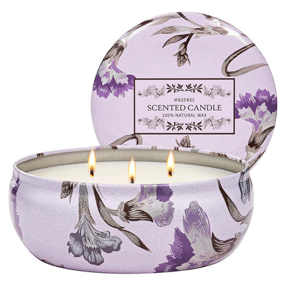 M&SENSE Citrus Berry 3-Wick Soy Tin Candle – 40+ Hour Burn
