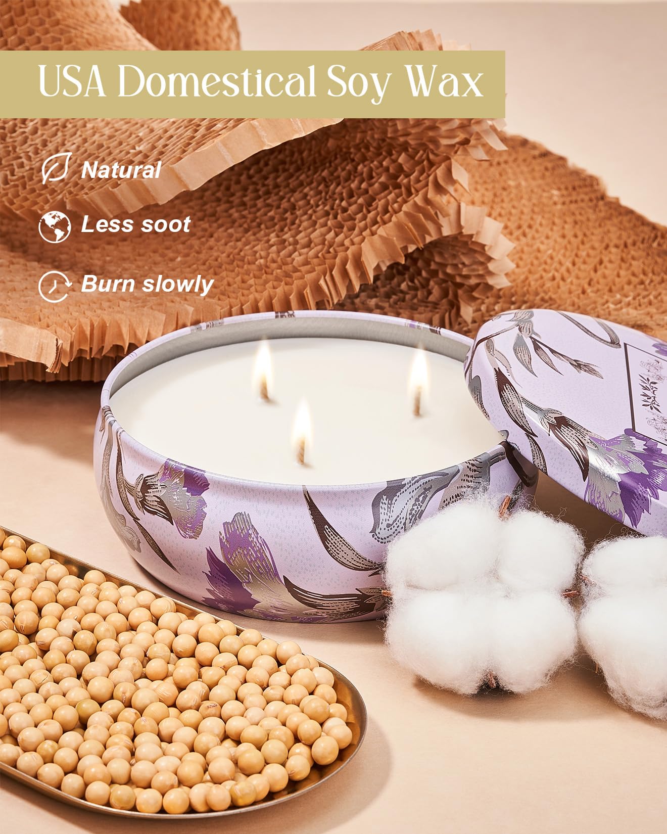 M&SENSE Citrus Berry 3-Wick Soy Tin Candle – 40+ Hour Burn