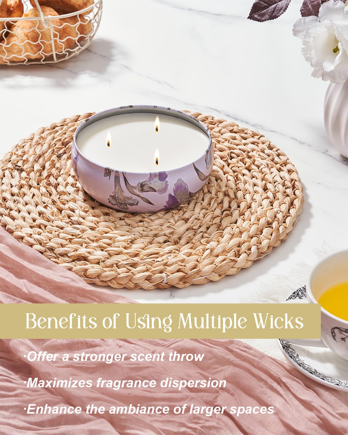M&SENSE Citrus Berry 3-Wick Soy Tin Candle – 40+ Hour Burn