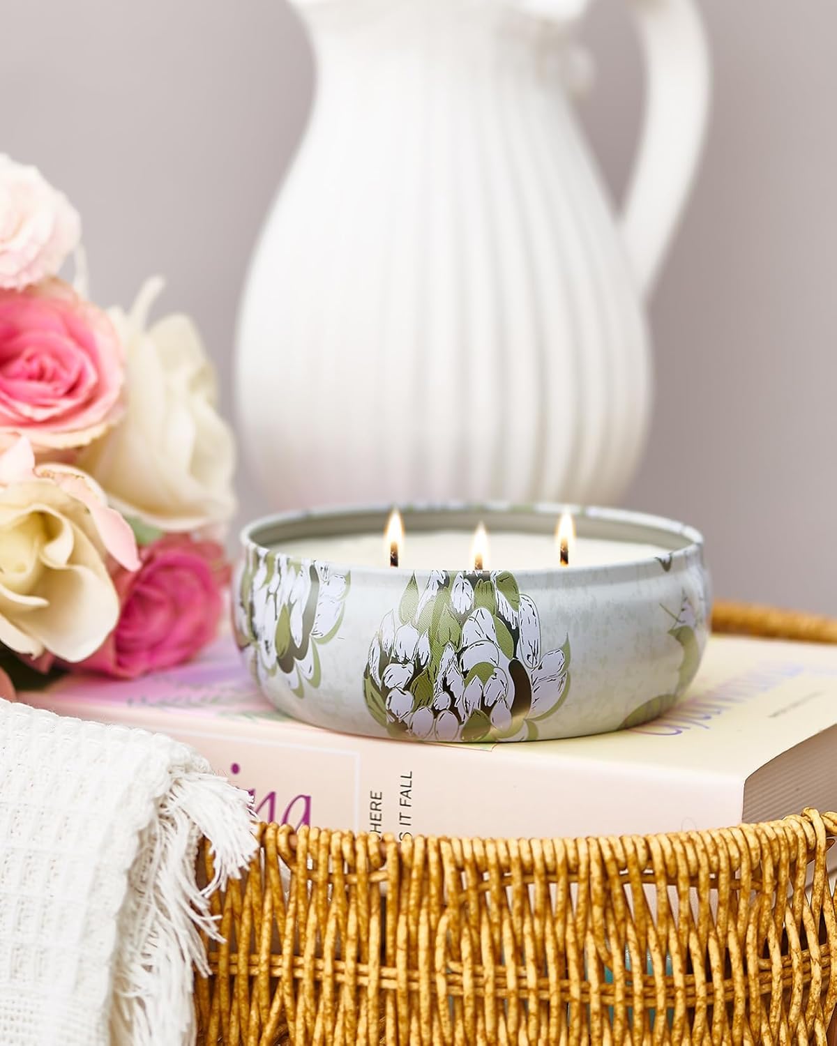 M&SENSE Clean Cotton 3-Wick Soy Tin Candle – 40-50h Burn, Vegan Wax