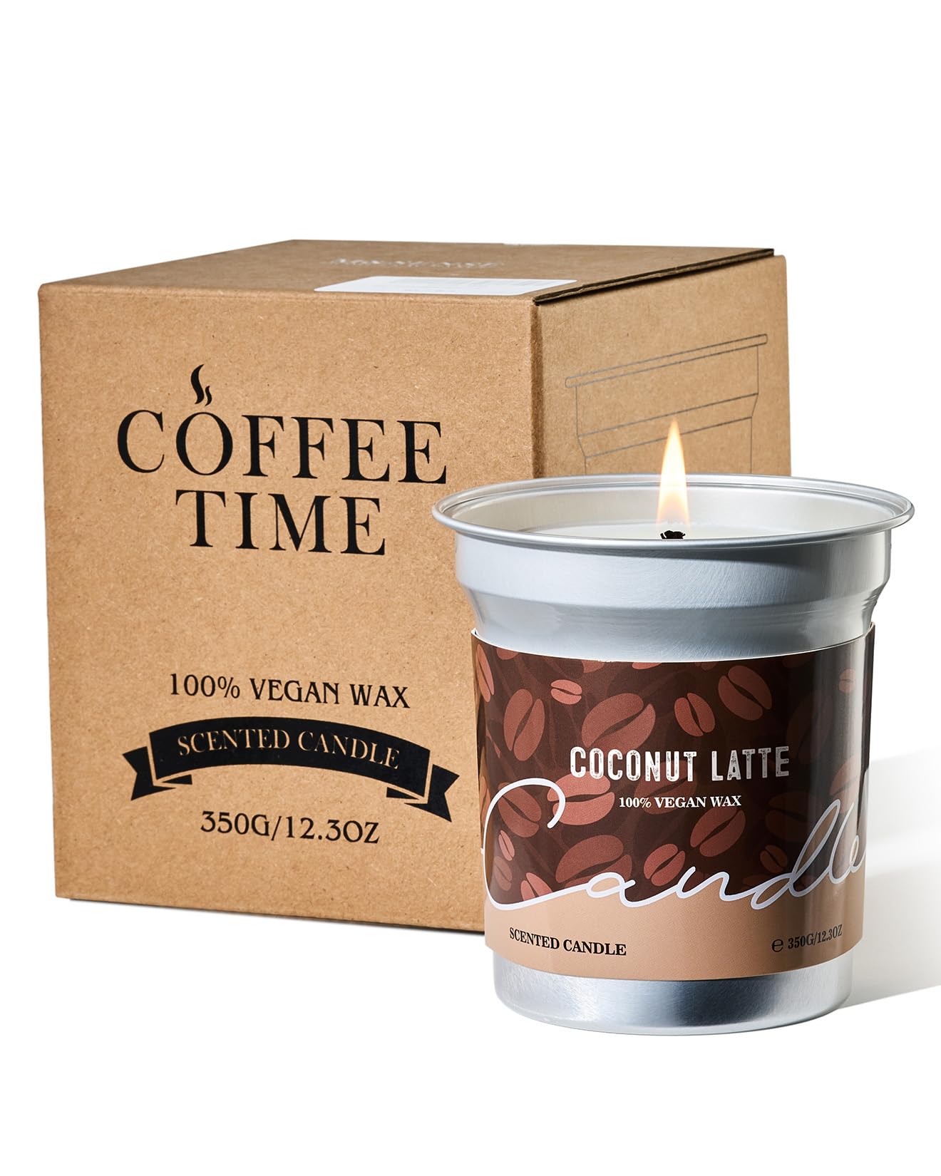 M&SENSE Coconut Latte Candle | Soy Wax 12.3oz | 75 Hours Burn Time | Non-Toxic Aromatherapy Gift