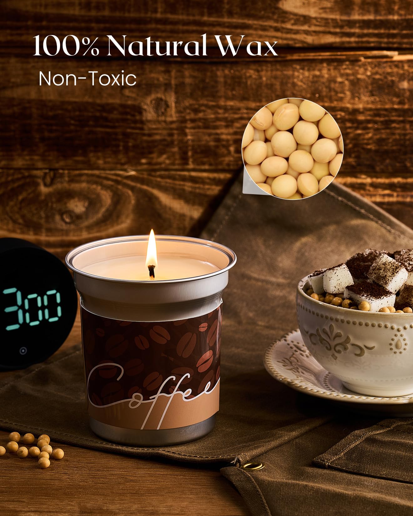M&SENSE Coconut Latte Candle | Soy Wax 12.3oz | 75 Hours Burn Time | Non-Toxic Aromatherapy Gift