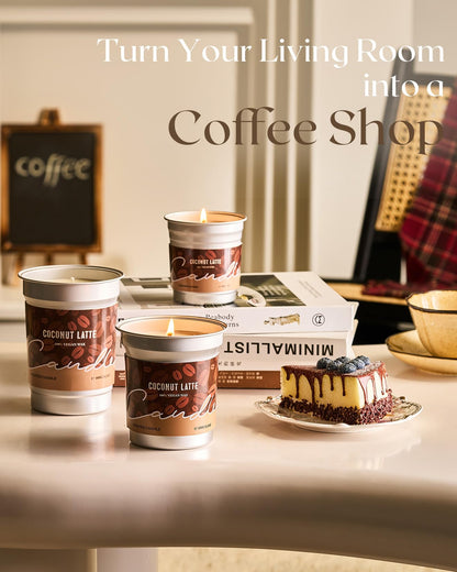 M&SENSE Coconut Latte Scented Candle – 16.2oz Soy Wax, 100+ Hours