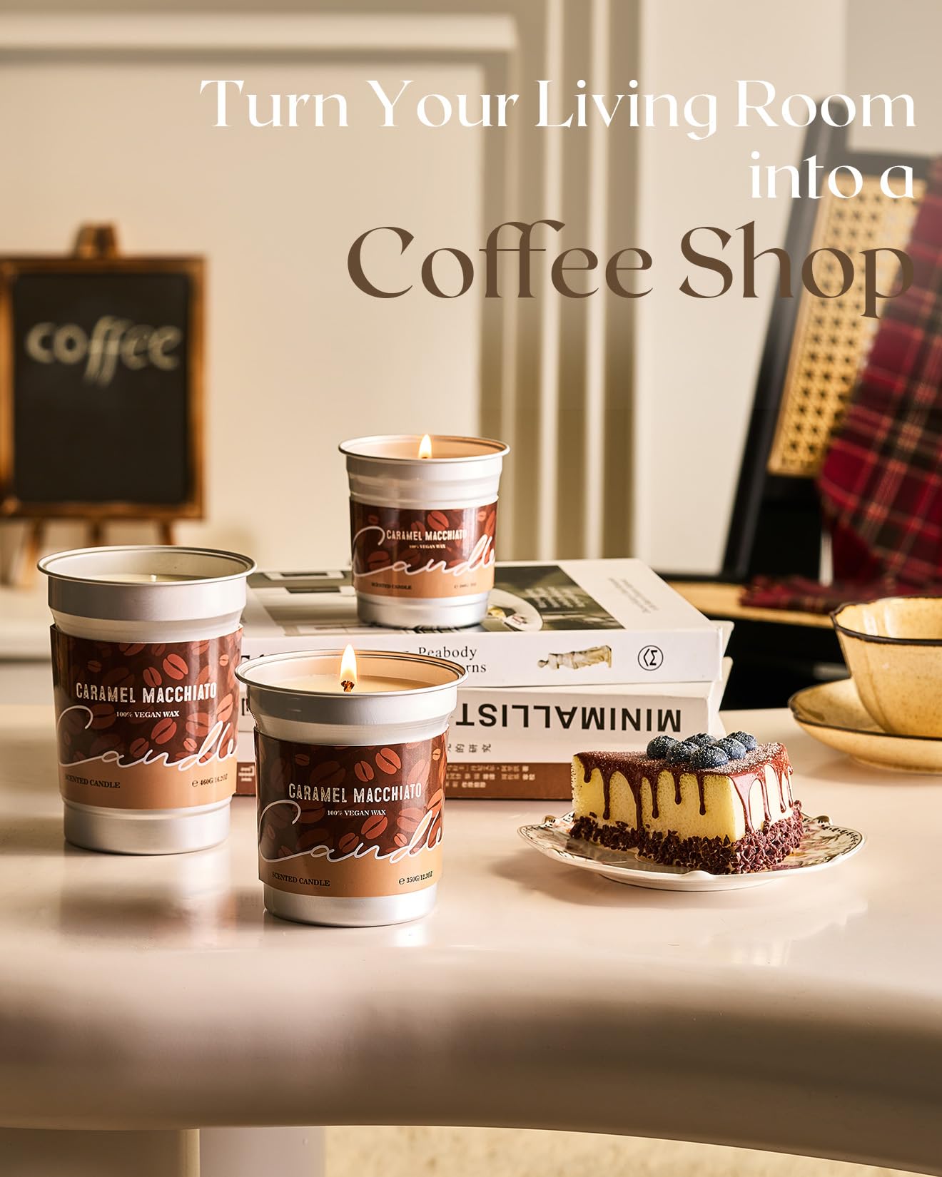 M&SENSE Coffee Candles Caramel Macchiato Scented Soy Wax 7oz