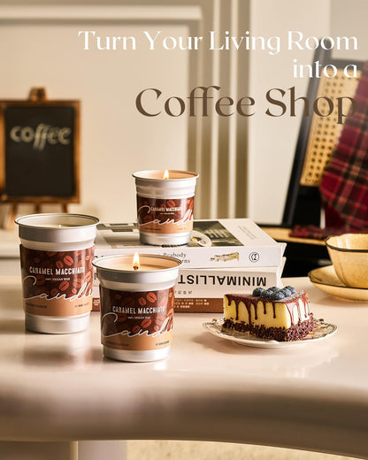 M&SENSE Coffee Candles Caramel Macchiato – Soy Wax, 12.3oz, 75-Hour Burn