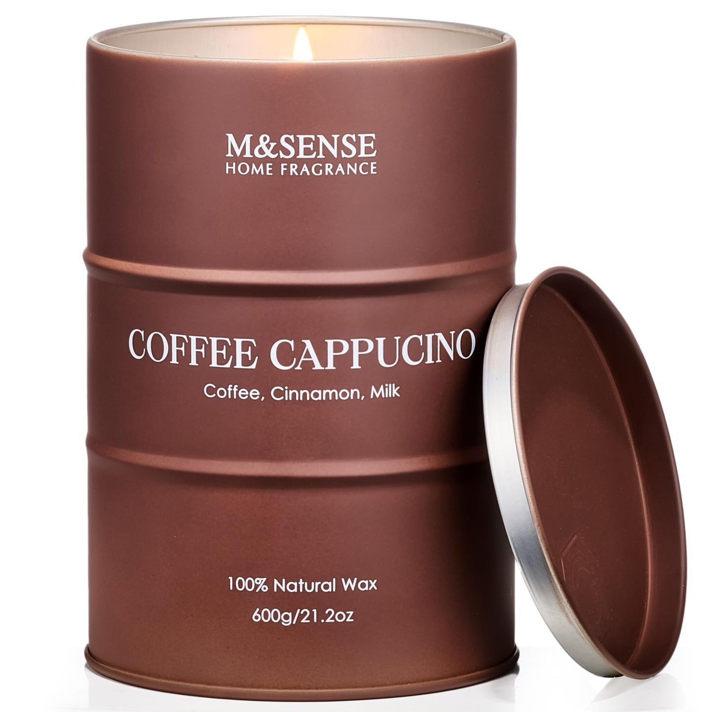 M&SENSE Coffee Cappucina Soy Wax Candle – 21.2oz, 120h Burn, Gift Box